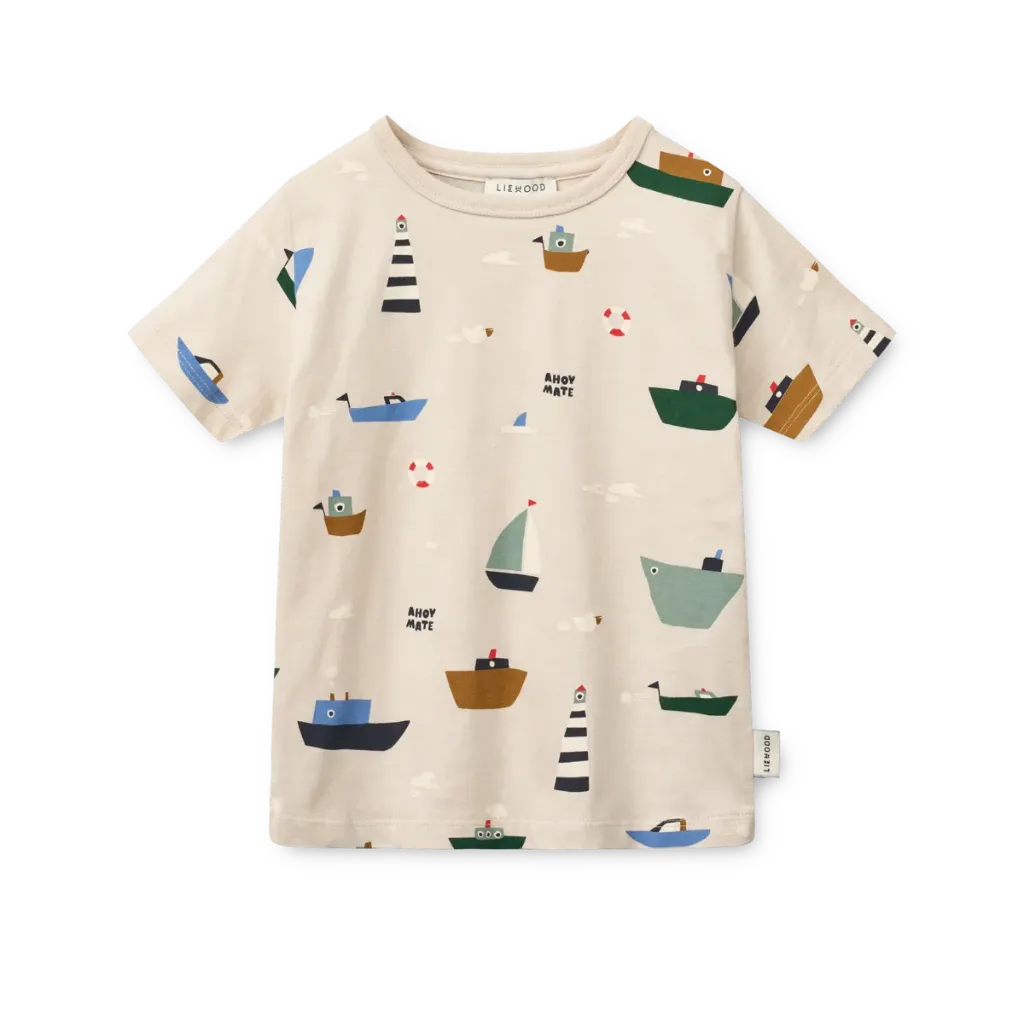 T-shirt Apia Printed Shortsleeve Sailing Sandy - Liewood
