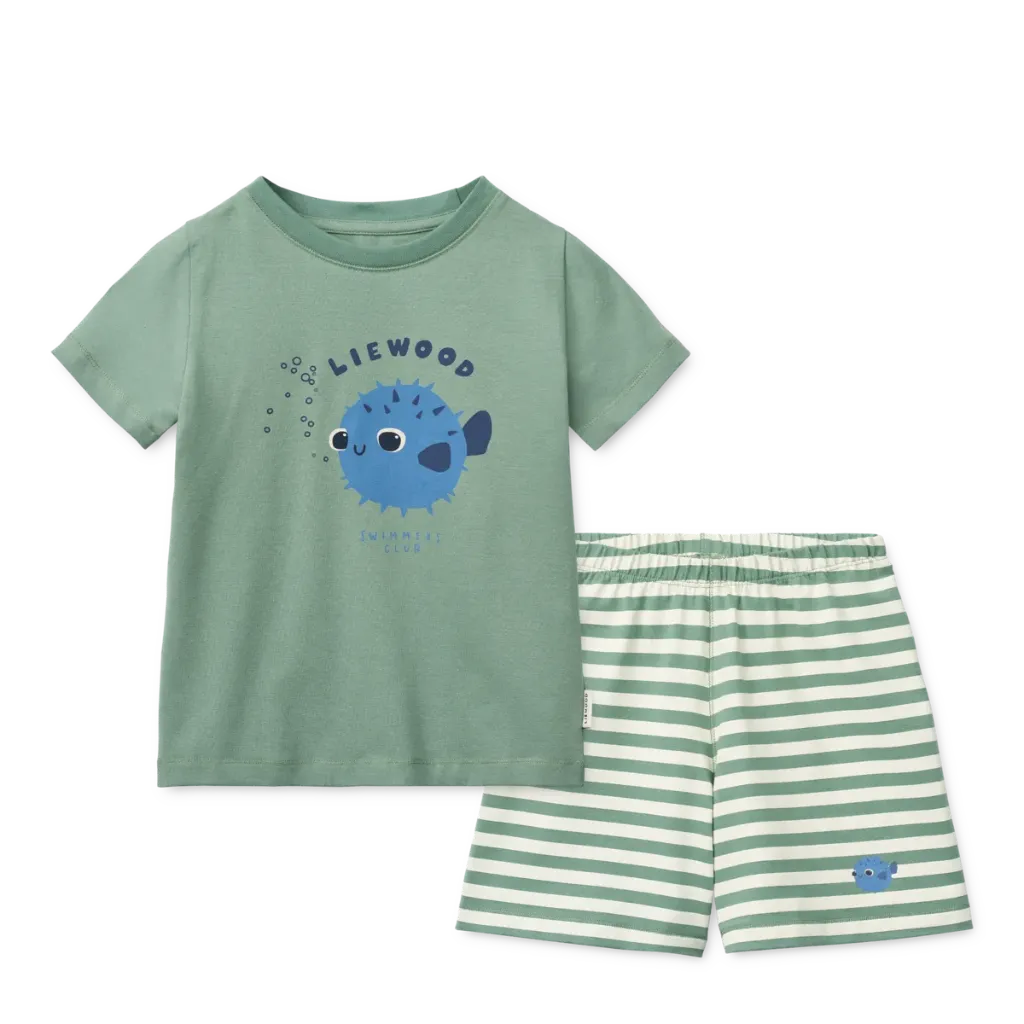 Set Ilford Pufferfish Peppermint mix - Liewood (3-4 jaar)