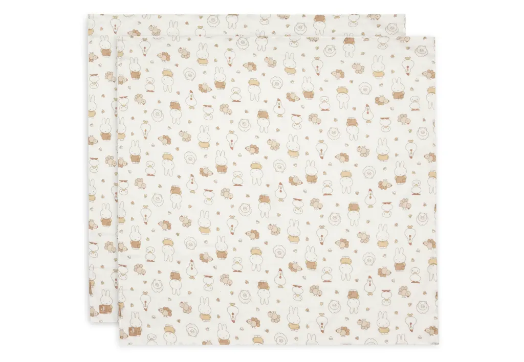 Duo de Langes Gaze de Coton 115x115cm Miffy Family Farm - Jollein