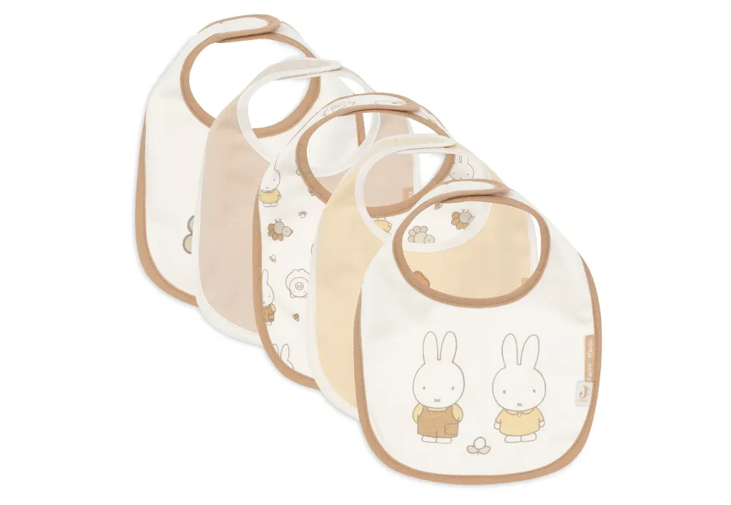 Set of 5 Waterproof Jersey Bibs Miffy Family Farm - Jollein
