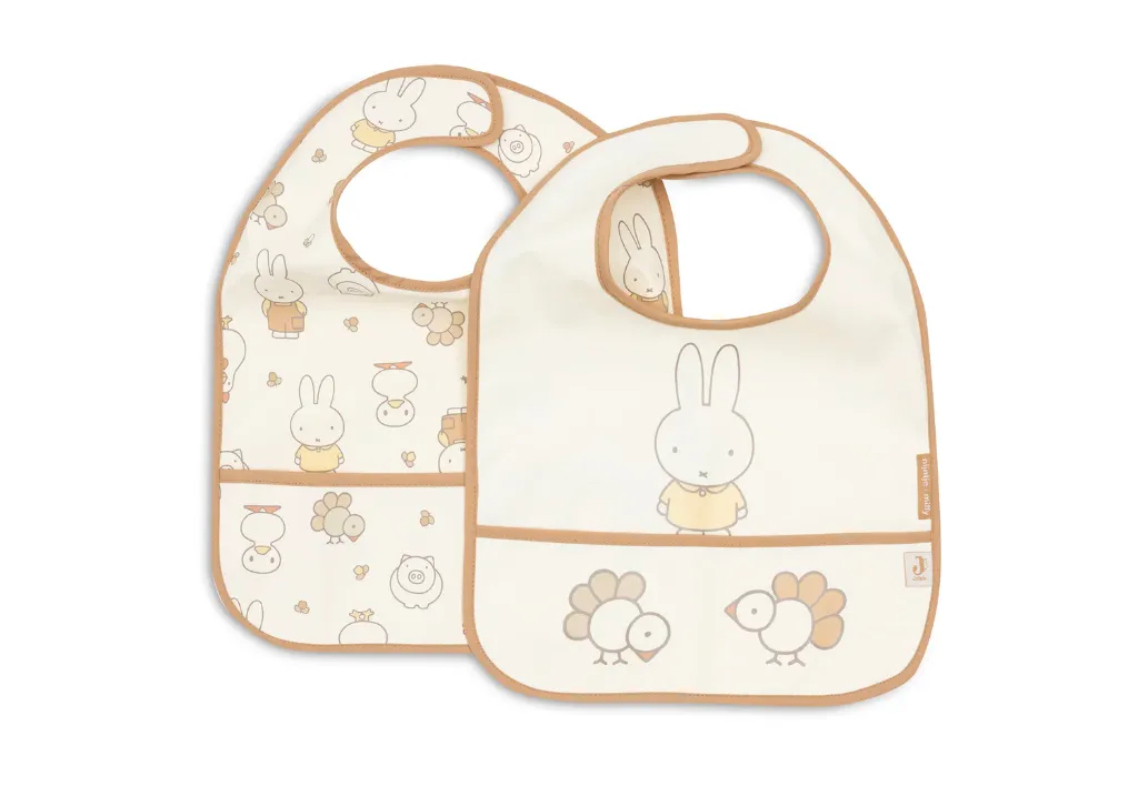 Assortiment de 2 Bavoirs Jersey Imperméable Miffy Family Farm - Jollein