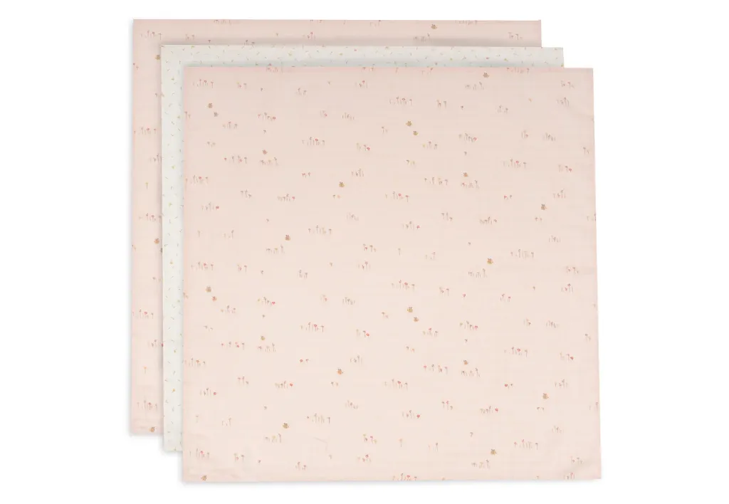Set of 3 Cotton Muslin Cloths 70x70cm Pretty Picnic - Jollein