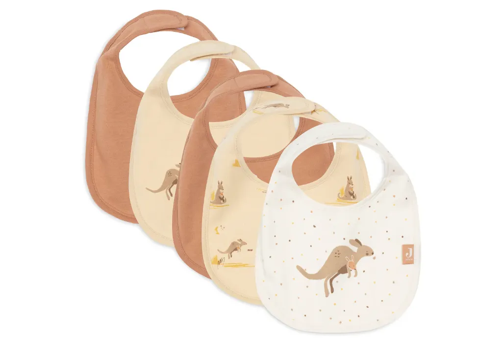Set of 5 Waterproof Jersey Bibs Kangaroots - Jollein