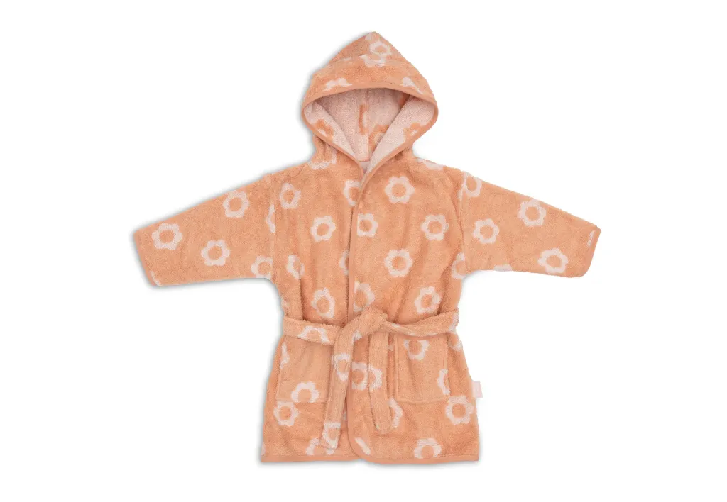 Badjas Badstof Jacquard Flower 1-2 jaar - Jollein