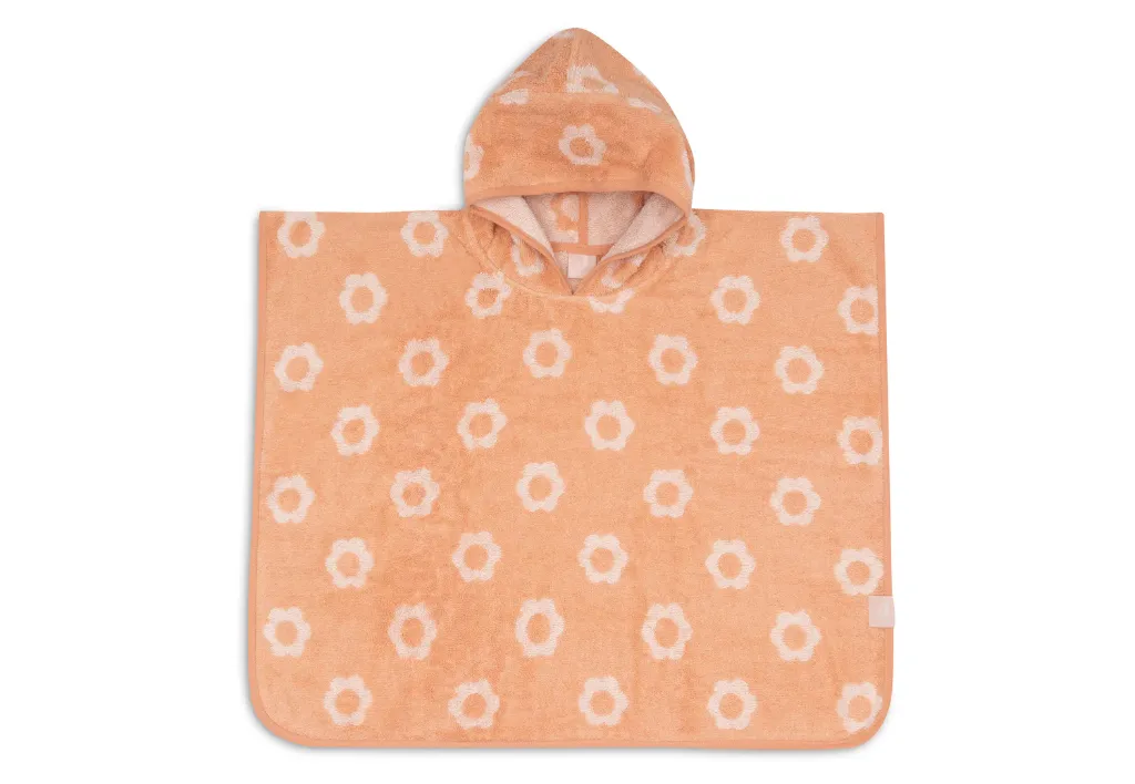 Badponcho Badstof Jacquard Flower omkeerbaar - Jollein