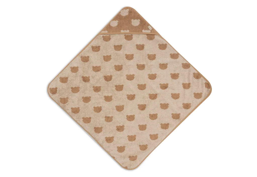 Terry Hooded Towel 75x75cm Jacquard Teddy Bear - Jollein