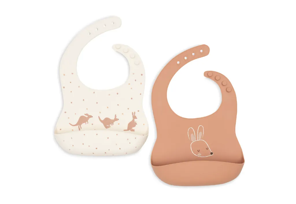 Set van 2 Siliconen Slabbetjes Kangaroots - Jollein