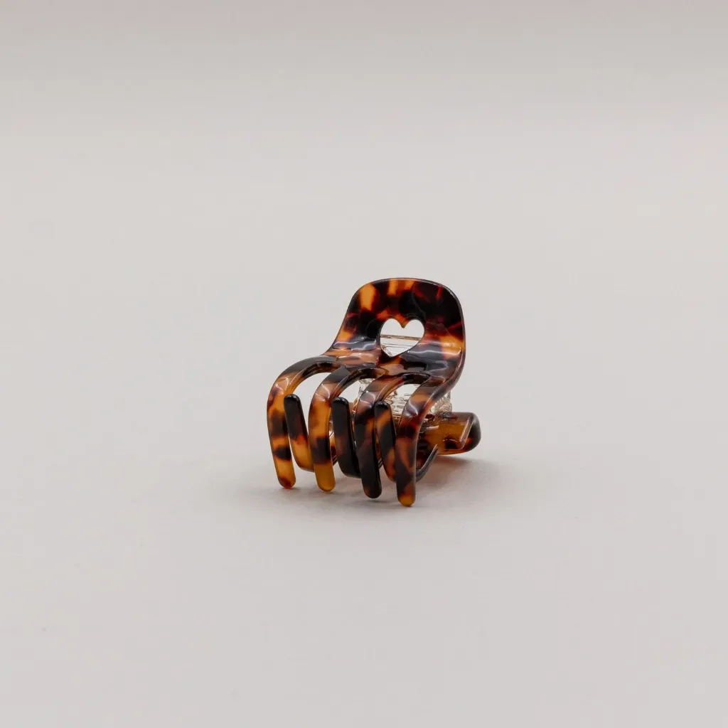 Petite pince cheveux cœur léopard - Eulenschnitt Petite barrette cœur ambre