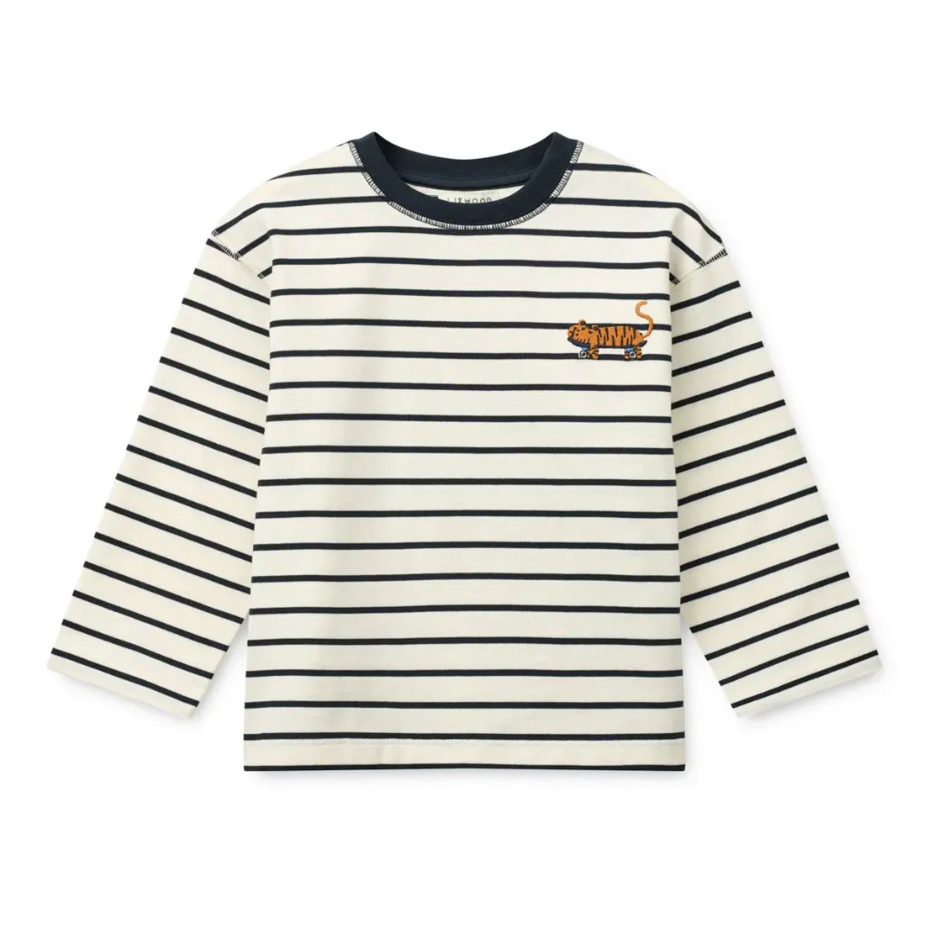 T-shirt ML à rayures Tyler Classic Navy Crème de la crème - Liewood
