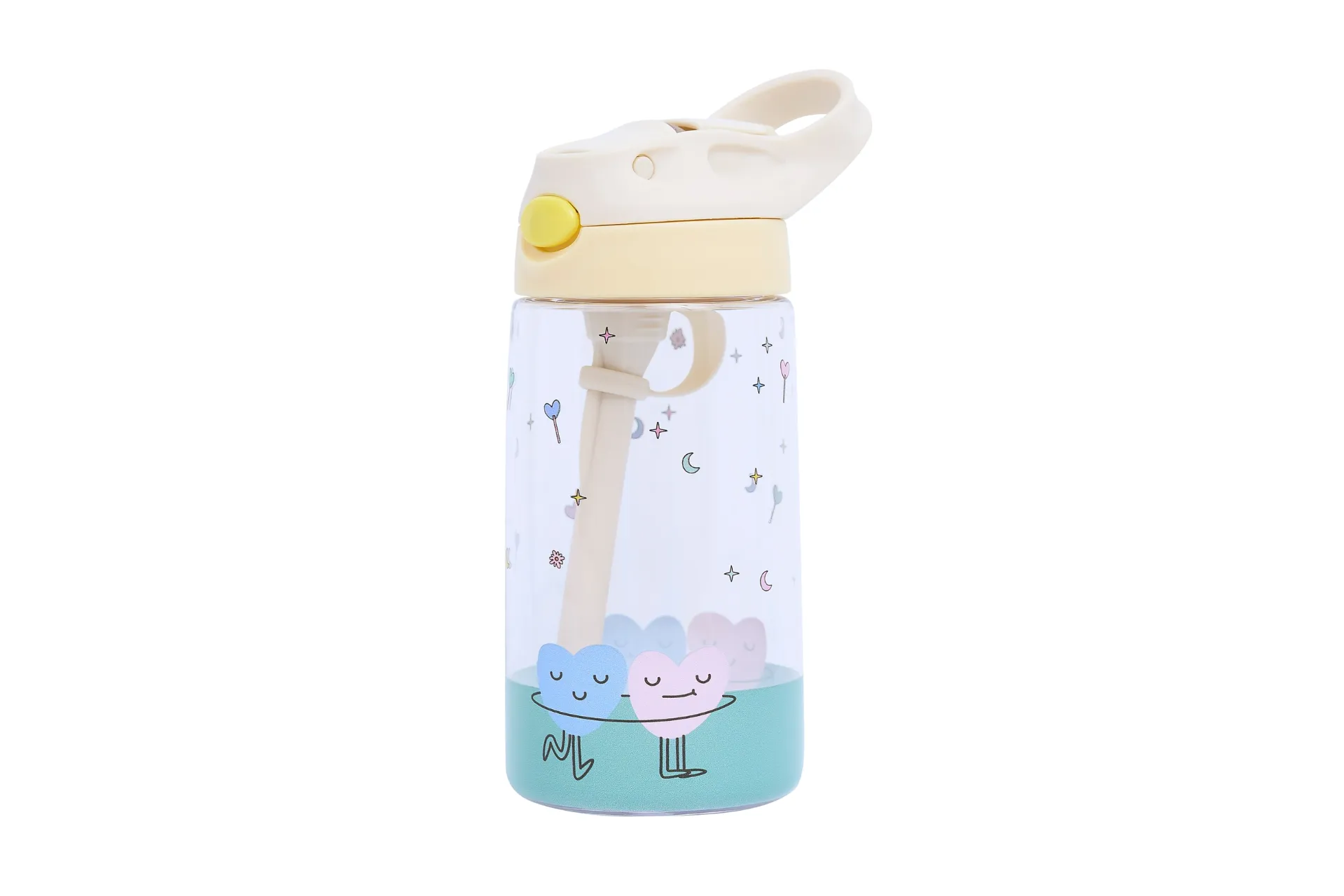 Kids Tritan Water Bottle 480 ml Dancing Hearts - The Cotton Cloud