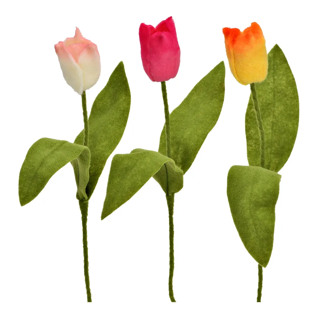 Tulipe décorative en feutre Rose - Wurm
