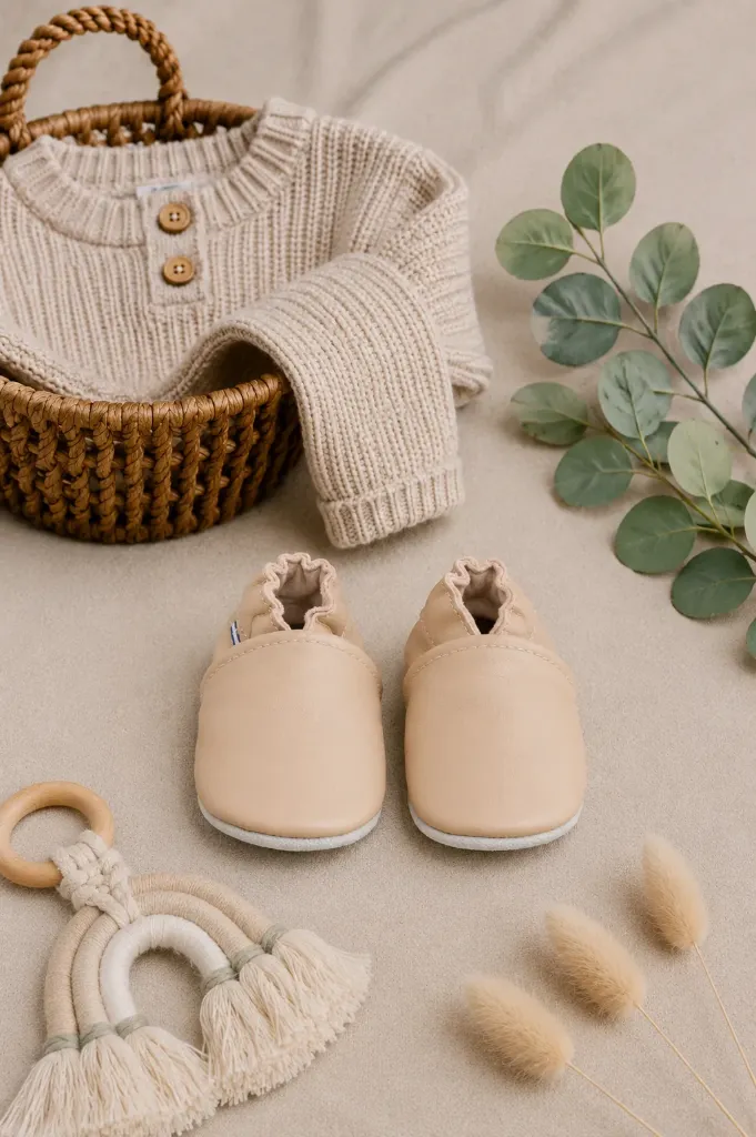 [LISTENAISSANCEHELENEETSIMON34] Chaussons en cuir Babysoft Pearl taille 6 mois - Liste de naissance d'Hélène Pollart et Simon Sabbatini