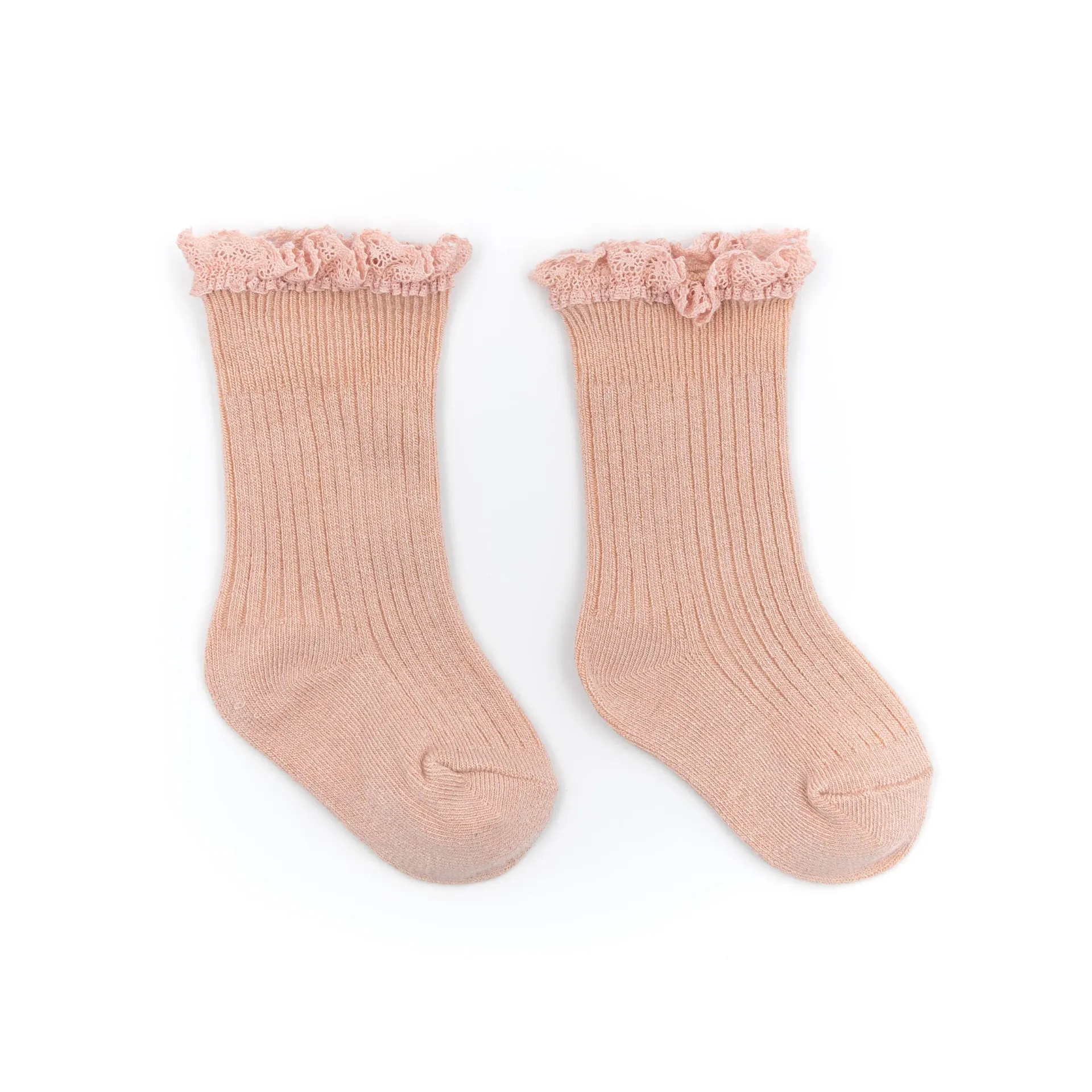 Chaussettes Bimba en bambou avec dentelle Vieux rose 3-6 mois - Liste de naissance d'Hélène Pollart et Simon Sabbatini