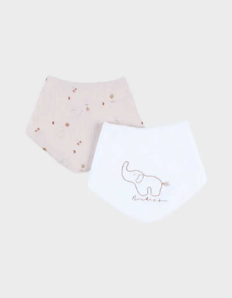 Set de 2 Bavoirs Bandana Eponge & Mousseline - Noukies