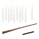 Set van 10 drijvende led-kaarsen met afstandsbediening in de vorm van een toverstaf, met draad en haakjes, van wit was - Wurm