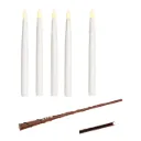 Lot de 10 Bougies LED flottantes avec télécommande baguette magique, fil et crochets, en cire blanche - Wurm