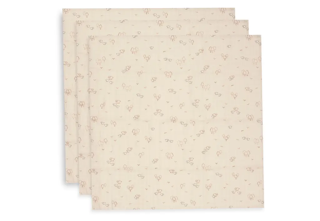 Trio de Langes Gaze de Coton 70x70cm Woolly - Jollein