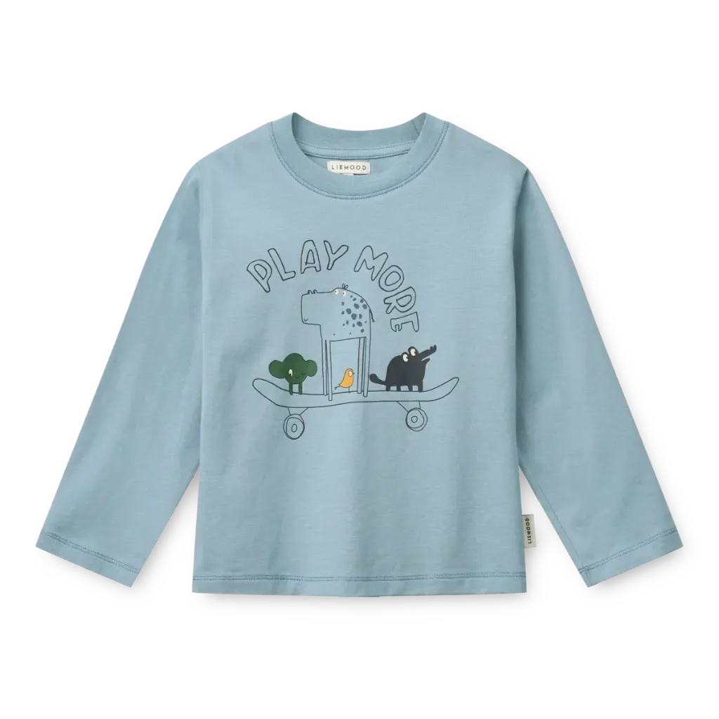 T-shirt ML Francis Play Beach Blue - Liewood (7-8 ans)
