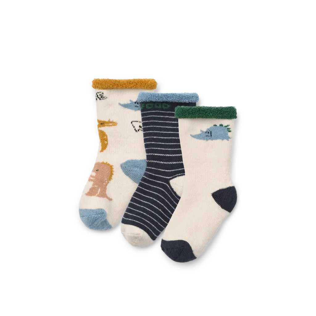 Set of 3 Non-Slip Socks Eloy Dino Multi Mix - Liewood (19/21)