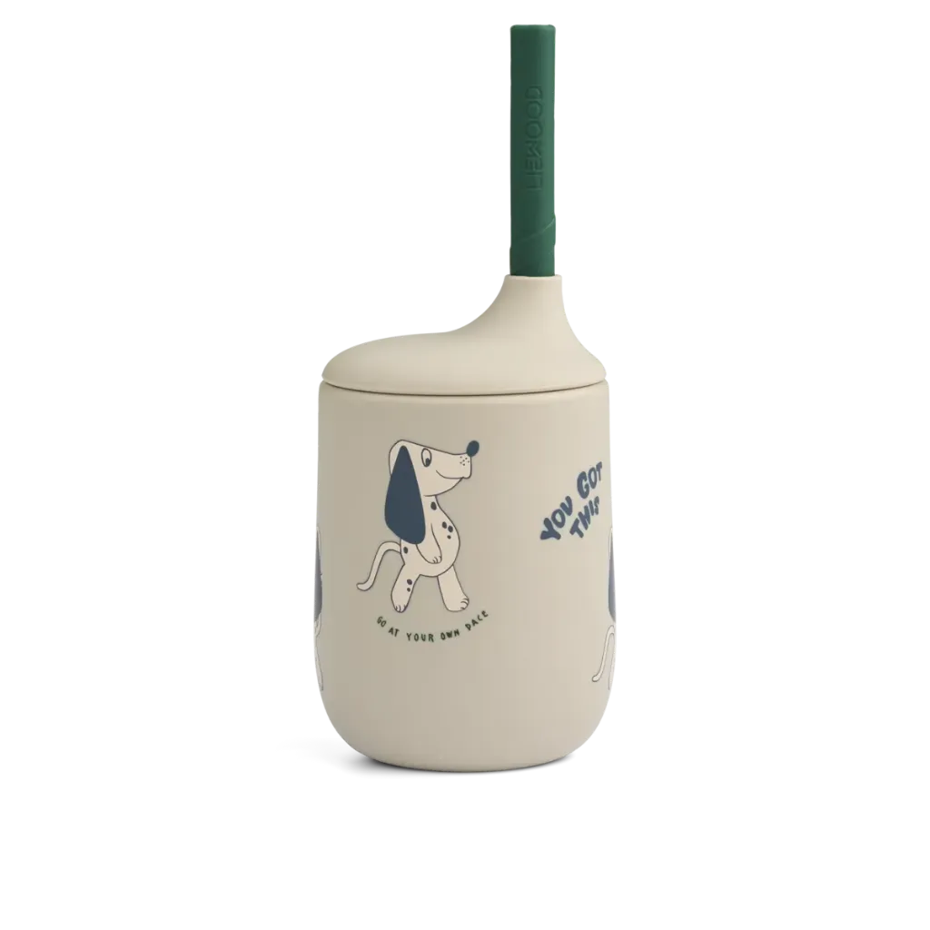 Printed Straw Cup Dakota Dog Mist 230 ml - Liewood