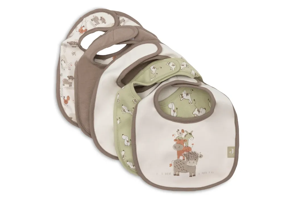 Waterproof Jersey Bib Barn Buddies 5-Pack - Jollein
