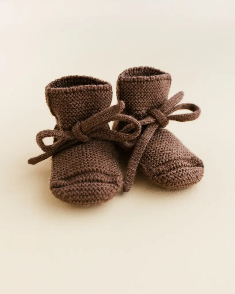 [HVIDB00] Chaussons en laine mérinos Mocha - Hvid (0-9 mois)