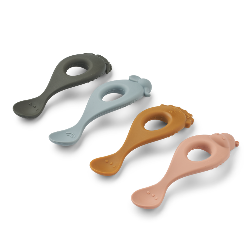 [LW13044B] Lot de 4 cuillères en silicone Liva - Liewood (safari blue)