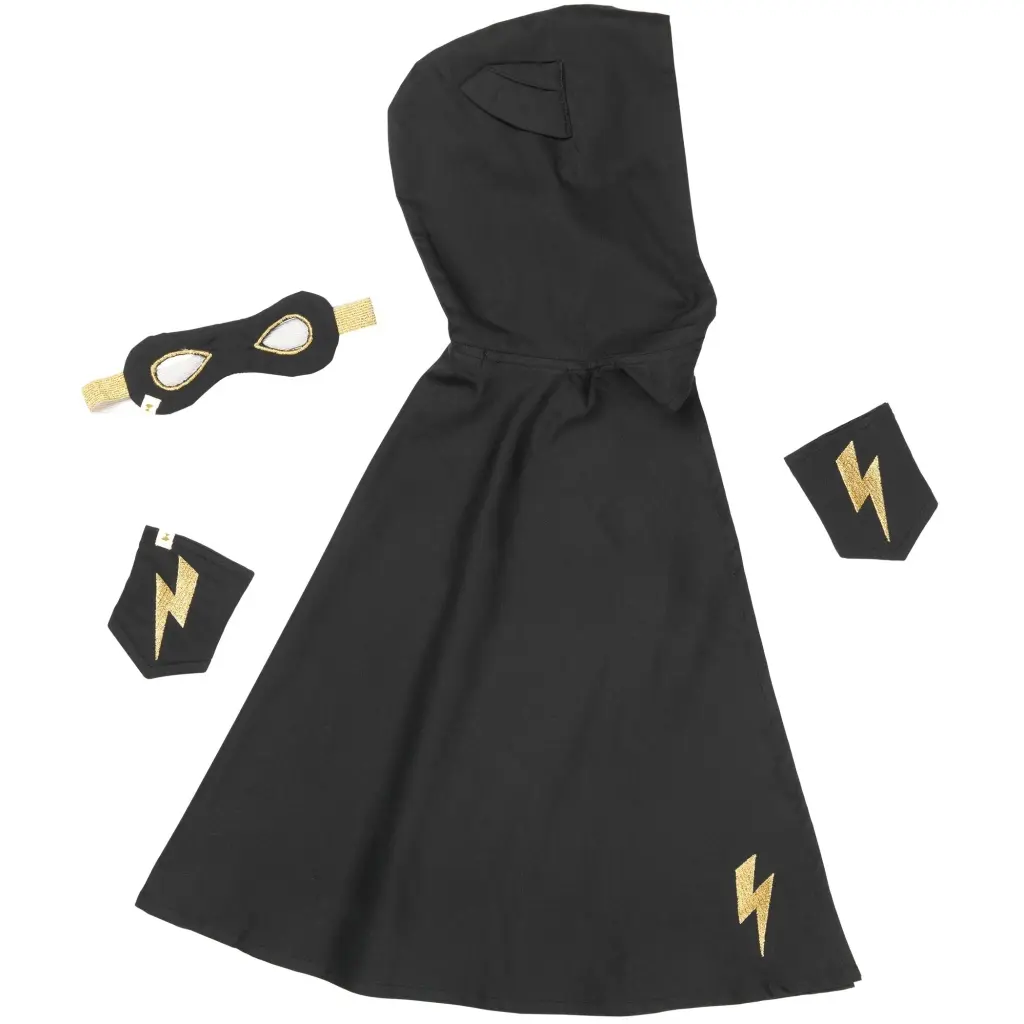Déguisement de Super-héros Noir avec masque et accessoires pour poignets - Fabelab
