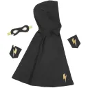 Zwart superheldenkostuum met masker en armbandjes - Fabelab