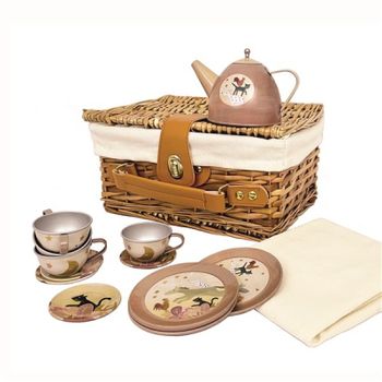 Set de thé en métal dans une valise en osier Les musiciens de Brême - Egmont Toys