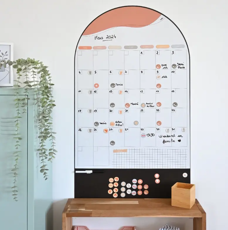 Calendrier mural magnétique mensuel arrondi - Ferflex