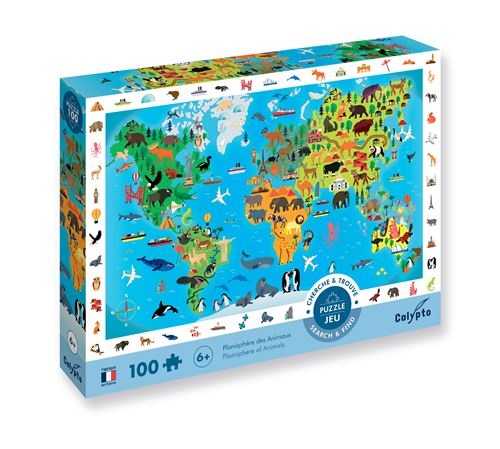 Puzzel Planisphère des Animaux 100 stukjes - Calypto