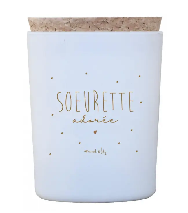 Bougie Soeurette adorée parfumée au Miel - Liste de naissance Laura Mertens et Jawad Tahraoui