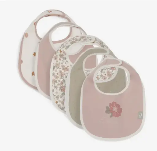 [LISTELAURAETJAWAD34] Pack de 5 bavoirs imperméables Retro Flowers - Liste de naissance de Laura Mertens et Jawad Tahraoui