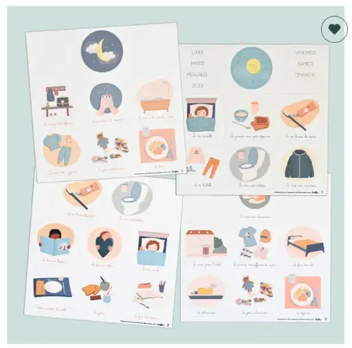 [LISTELAURAETJAWAD46] 29 Magnets illustrés Mes petits rituels magnétiques - Liste de naissance de Laura Mertens et Fouad Tahraoui
