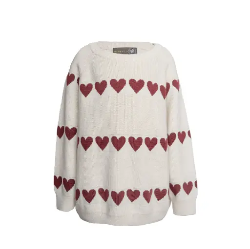 Red heart blouse Ivory - Hänevild