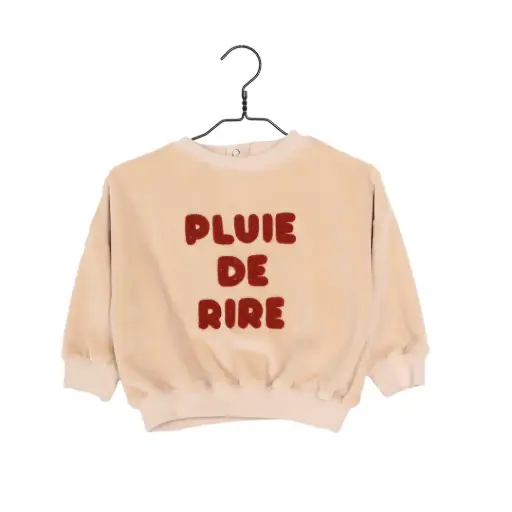 Sweat Soan en velours broderie "Pluie Rire" Tomette - Les Petites Choses