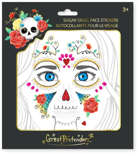 Autocollants pour le visage Thème tête de mort - Great Pretenders