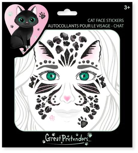 Autocollants pour le visage Thème chat noir - Great Pretenders