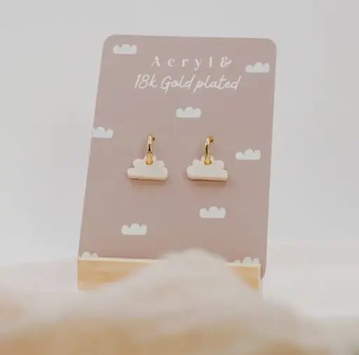 Boucles d'oreilles à tige Moon Star en acier inoxydable acrylique - Tilda & Theo
