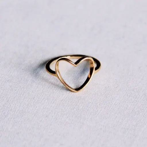 Bague en acier avec cœur ouvert Doré - Bazou
