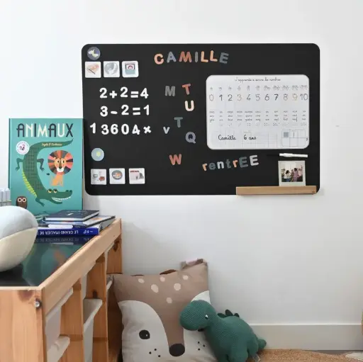 [LISTESAINTNICOLASJEANNE08] Tableau magnétique taille M Rectangle et accessoires Noir - Liste de Saint-Nicolas de Jeanne