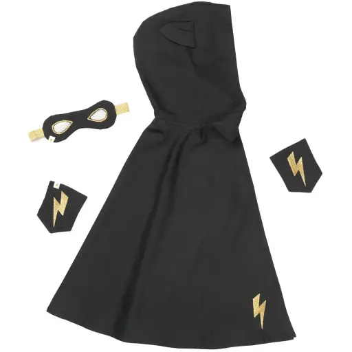 Déguisement de Super-héros Noir avec masque et accessoires pour poignets - Fabelab